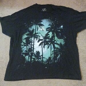 Univibe Black and Teal Palm Tree T-Shirt